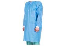 Lab coats with breathable and fluid-resistant material